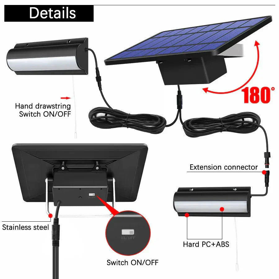 Lumosfera Solarleuchte IP65 wasserdicht, Zugschalter, warmweiß und kaltweiß, 3 m Kabel