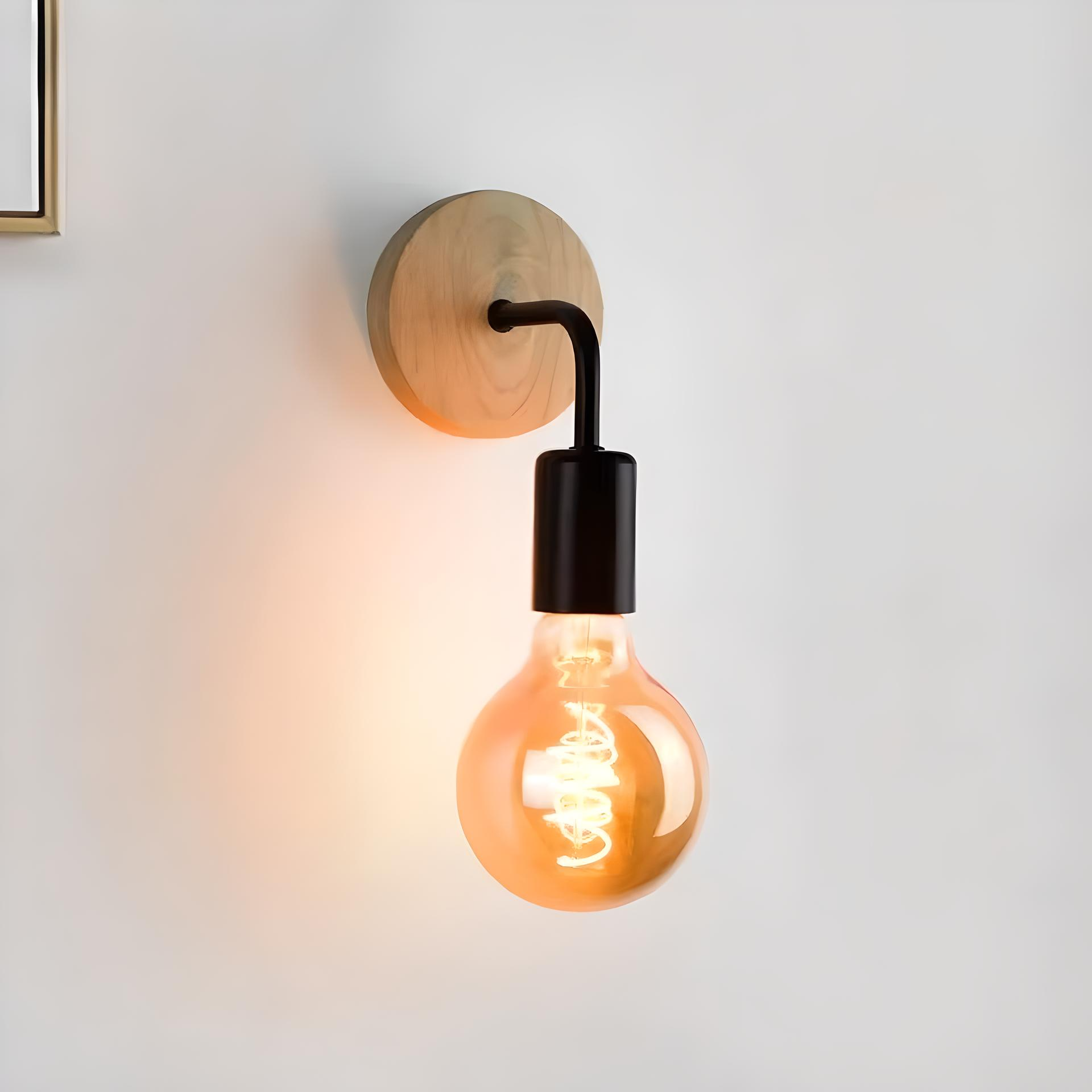 Lampada da Parete AetherForge con Design Moderno Retrò in Legno e Ferro