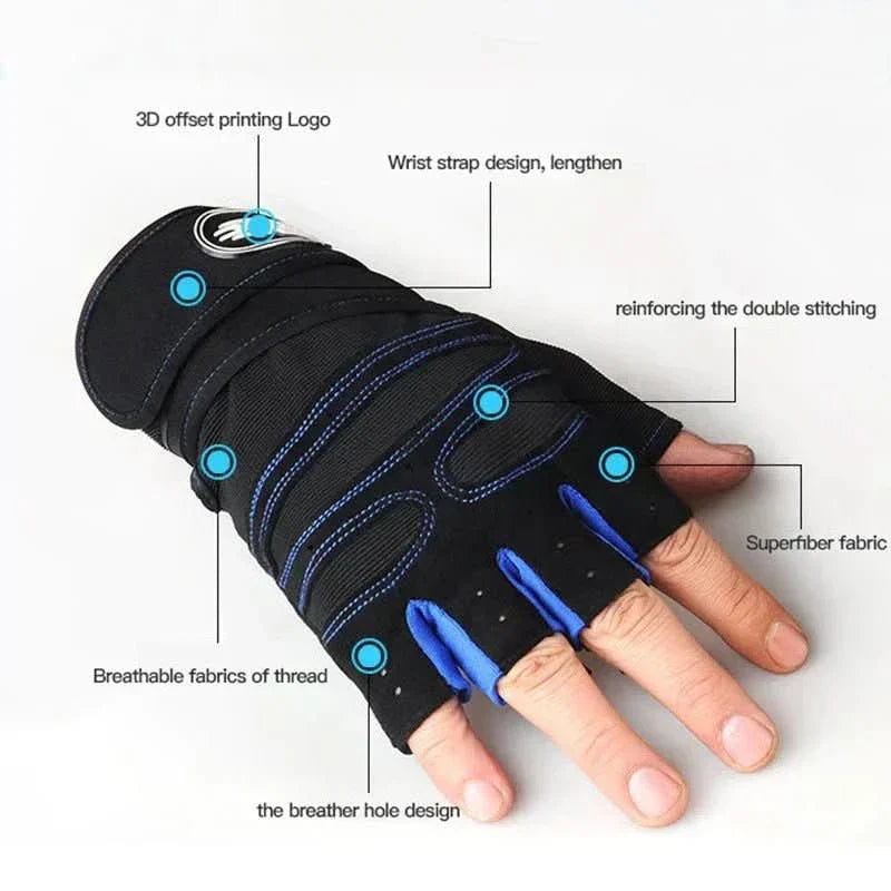 Shock-resistant training gloves with wrist support | For weight training, fitness & cycling