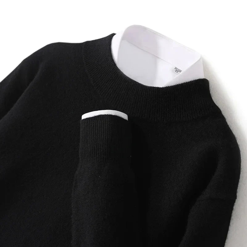 Astra Mens Pure Wool Cashmere Sweater With Half Neck Pullover