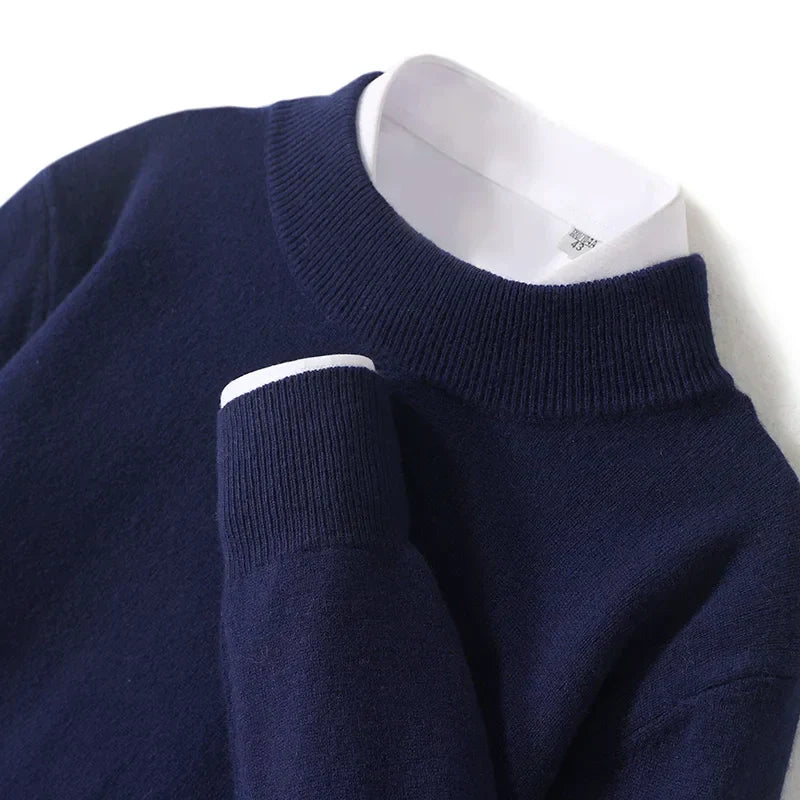 Astra Mens Pure Wool Cashmere Sweater With Half Neck Pullover