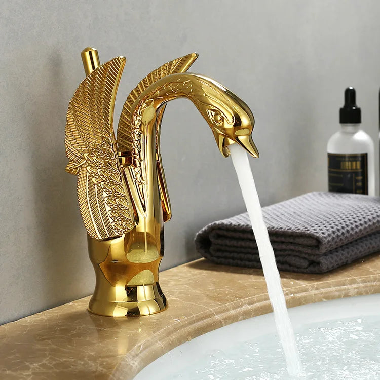 Swan Gold Ettgreps Servantkran for Moderne Bad og Toalettrom