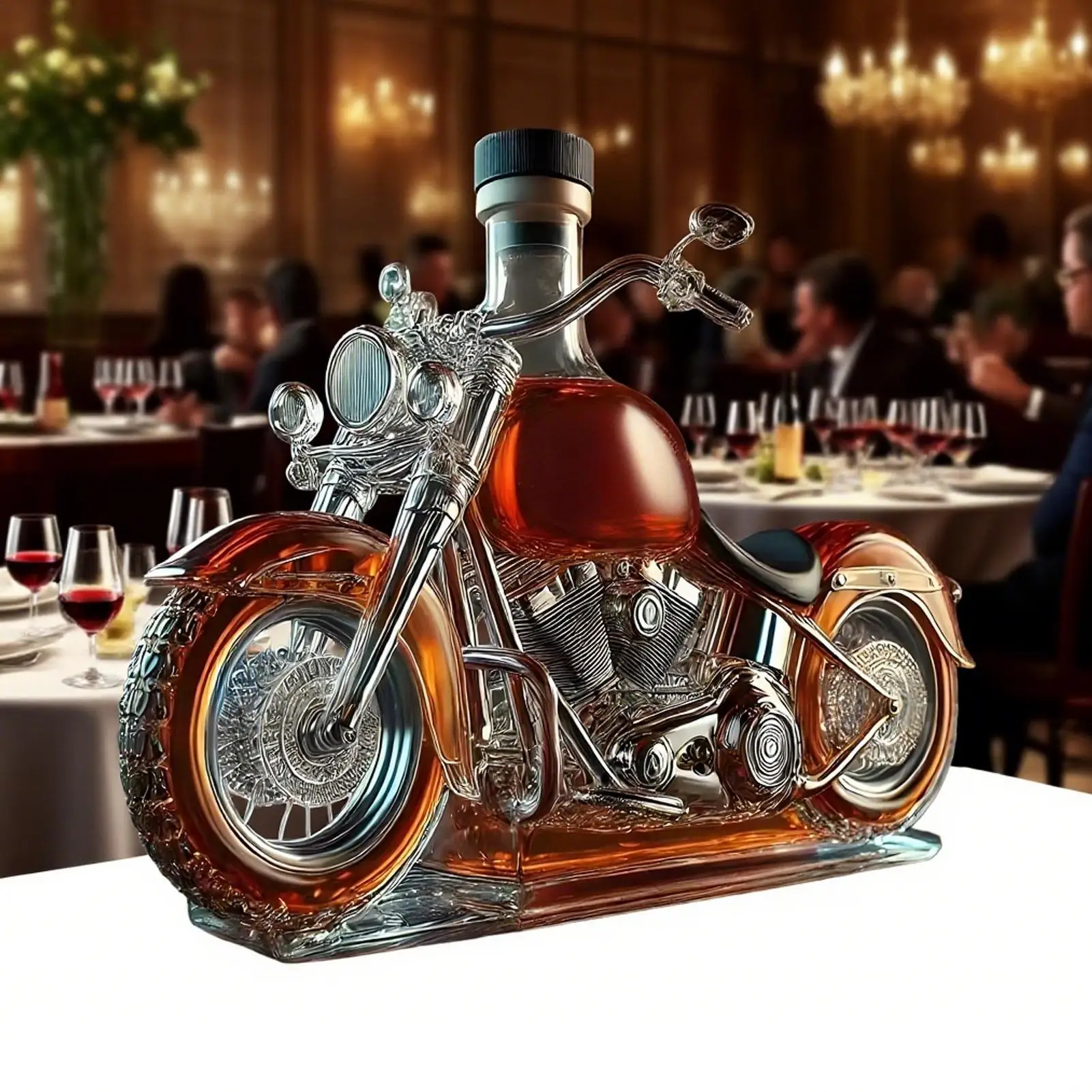 Harley Motorcykel Whiskeykaraff för hemmabar, display och samtalsstartare
