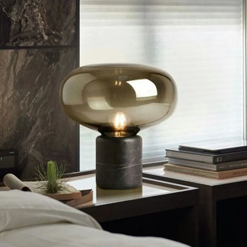 EmeraldGlow Nordic Desk Lamp With Glass Shade Forest Light