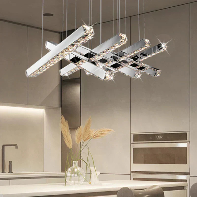 LustraNova Kristall LED-Lüster mit silbernem Chrom-Finish