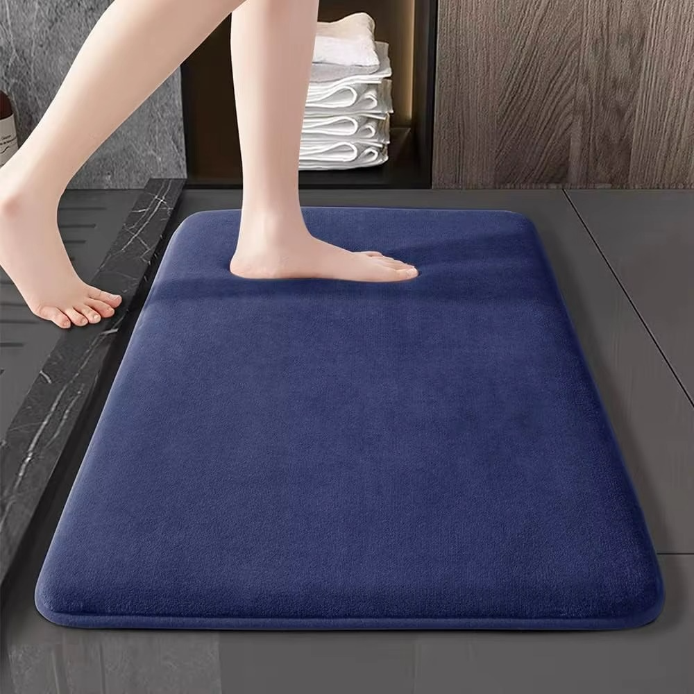 Tapis de bain ultra-absorbant en velours corail avec dos antidérapant pour un confort douillet