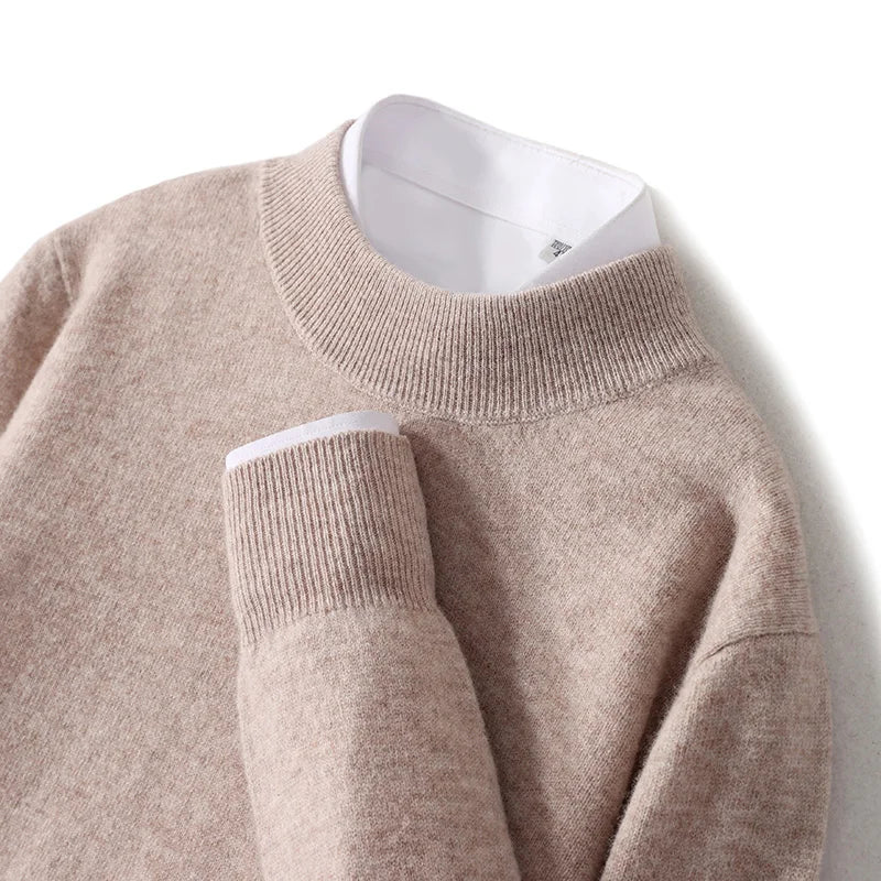 Astra Mens Pure Wool Cashmere Sweater With Half Neck Pullover