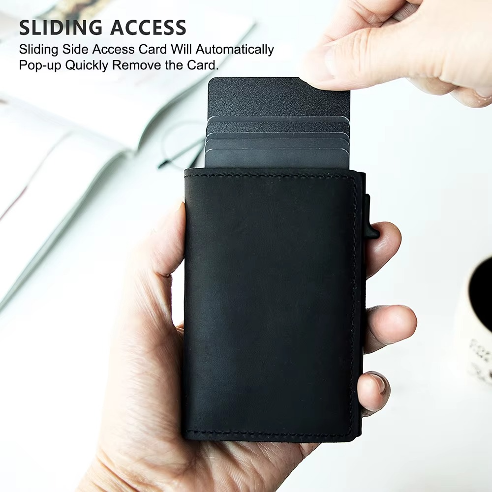 محفظة جلدية بحماية من تداخل RFID مع فتحة لوضع AirTag
