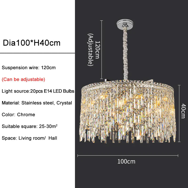 Candelabru Elara Cristal cu Cristale K9 și Lumină Caldă