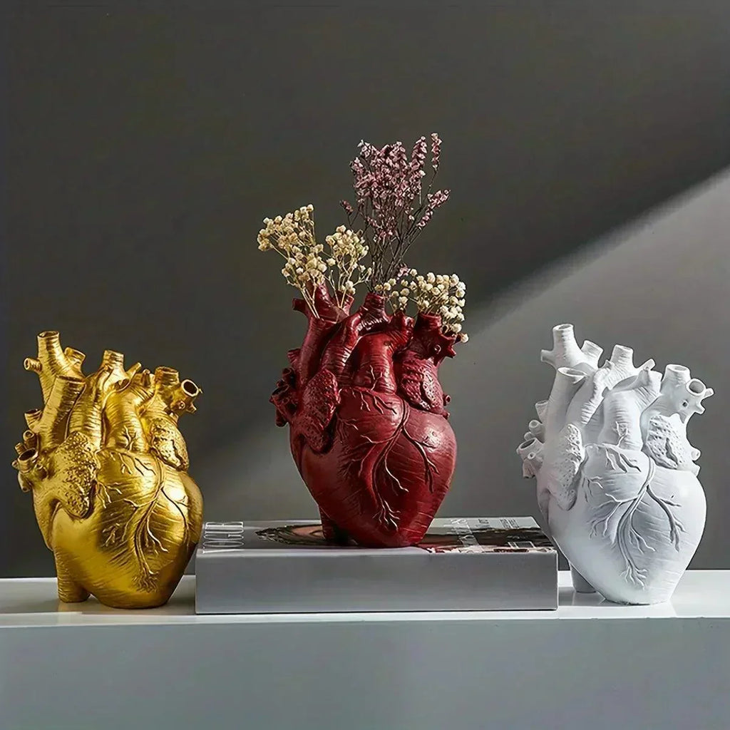 Lumen Heart Resin Vase for koselig hjemmedekor i rød, gul eller hvit