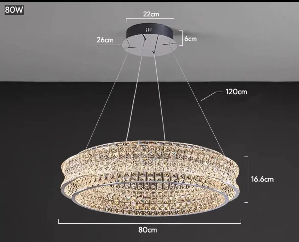 Aurora Luxe Crystal Round Chandeliers In Stainless Steel Finish