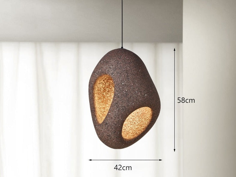 Lampada a Sospensione da Soffitto LED Artigianale Nova Wabi Sabi per Sala da Pranzo