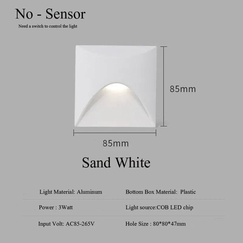 IP65 LED Recessed Outdoor Wall Light 3W Stair and Balcony Step Lamp
