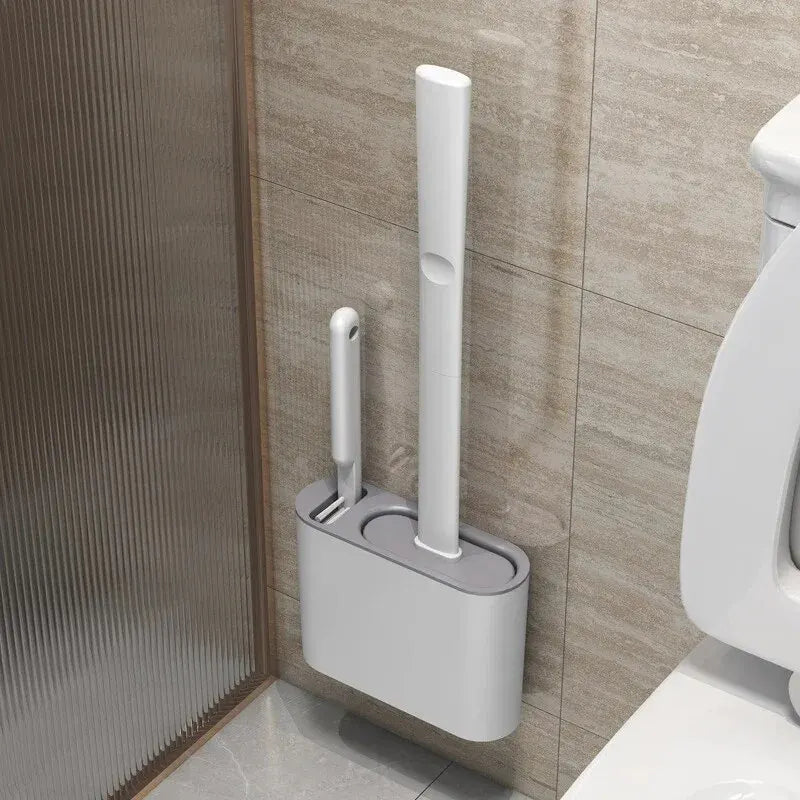 HygieBrush DuoClean seinäkiinnitteinen 2-in-1 silikoninen WC-harjasetti antibakteerisella vaikutuksella