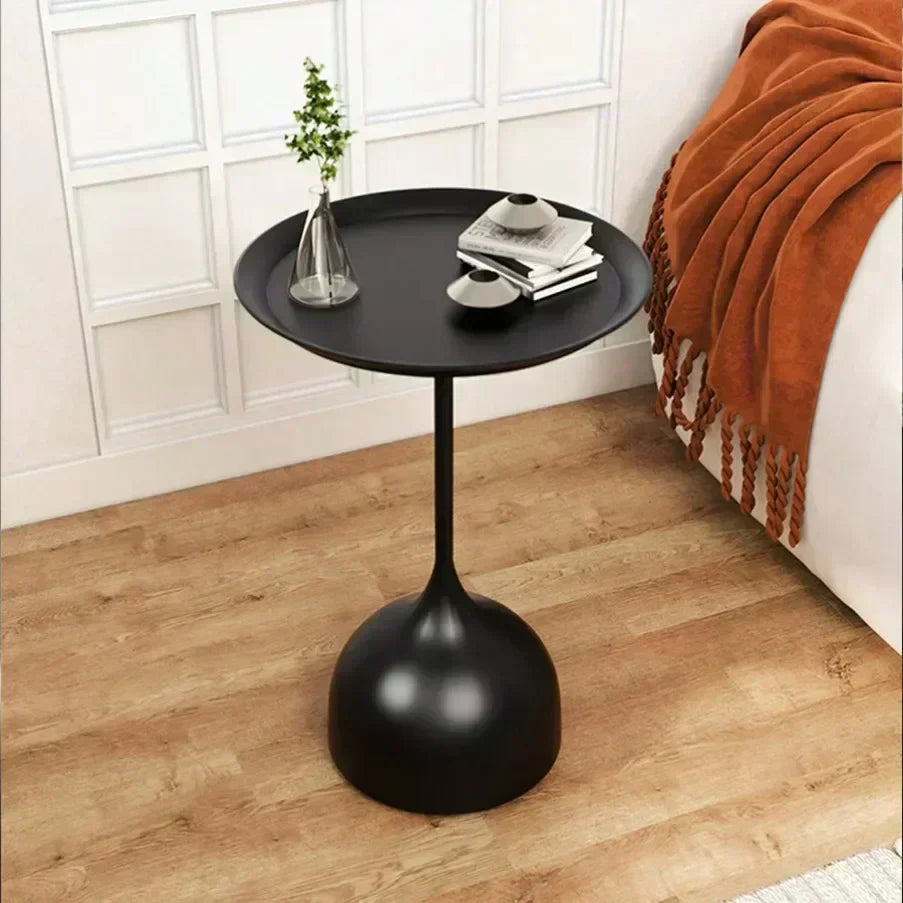 NordicLine Compact Round Metal Accent Side Table for Living Room