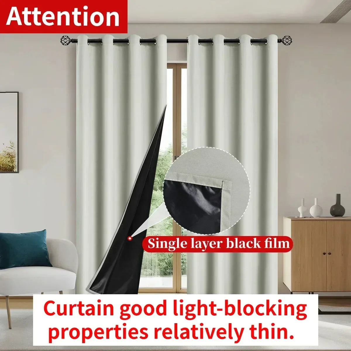 Luxedrape 100% Blackout Curtains With Coated Lining For Bedroom And Living Room