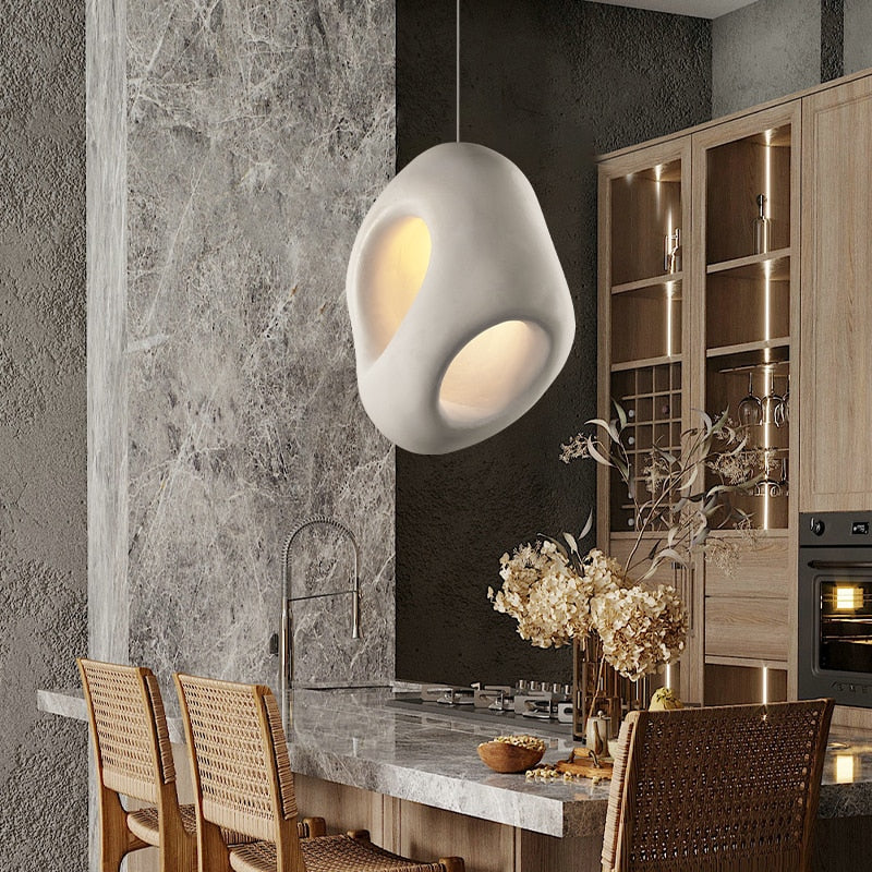 Lampada a Sospensione da Soffitto LED Artigianale Nova Wabi Sabi per Sala da Pranzo