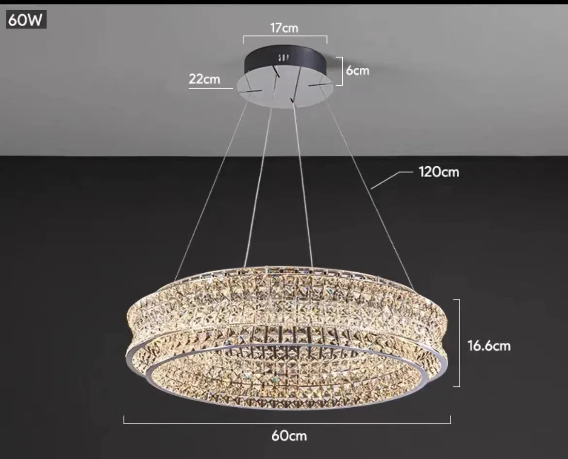 Aurora Luxe Crystal Round Chandeliers In Stainless Steel Finish
