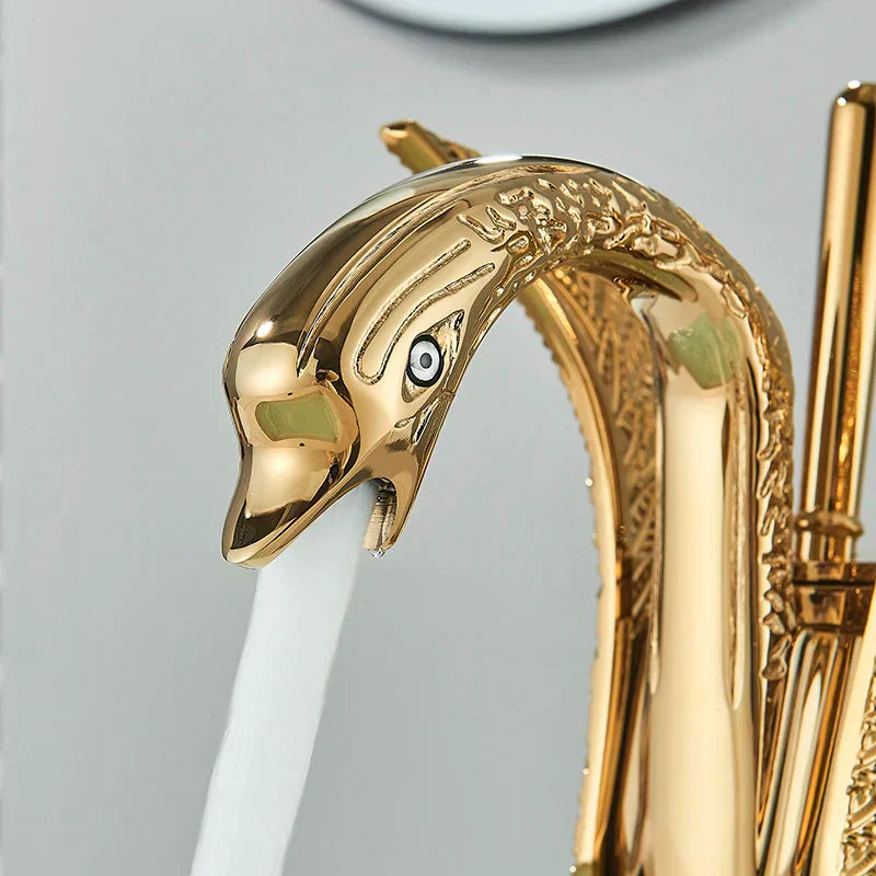 Swan Gold Ettgreps Servantkran for Moderne Bad og Toalettrom