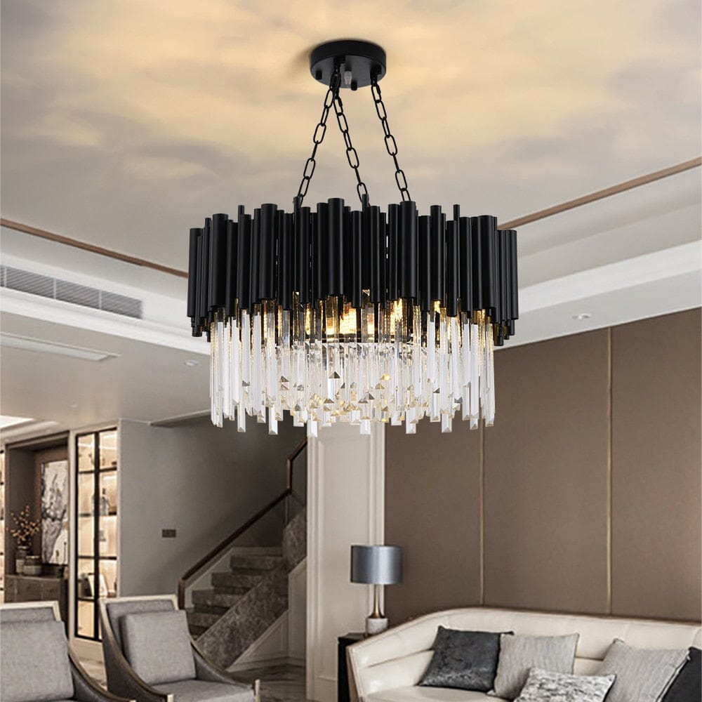 Collection de lustres en cristal Nova en finition noir mat