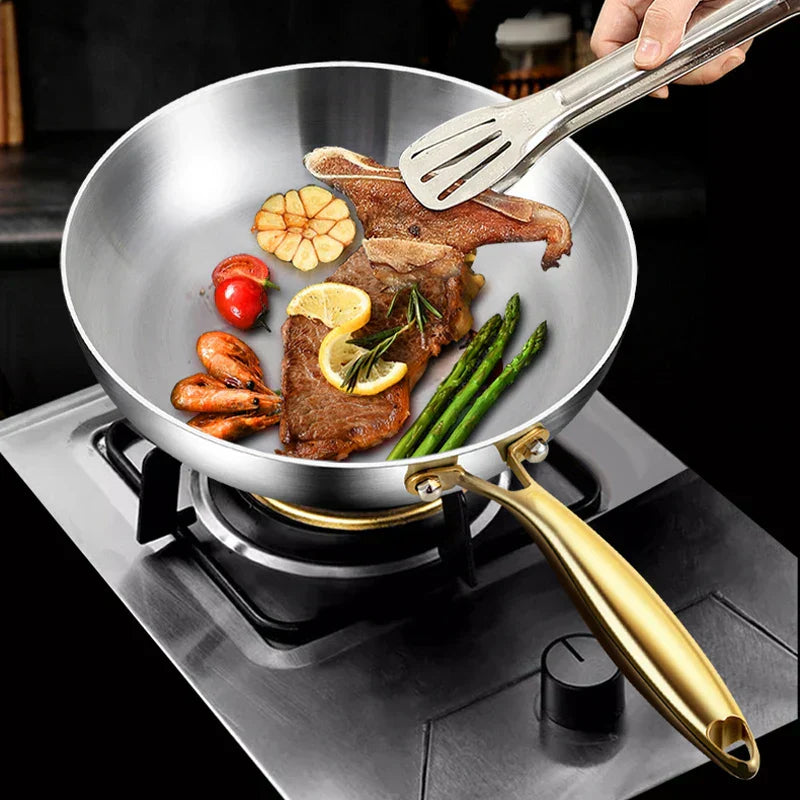 Patelnia wok Aurelin 28 cm ze stali nierdzewnej 316 z powłoką nieprzywierającą