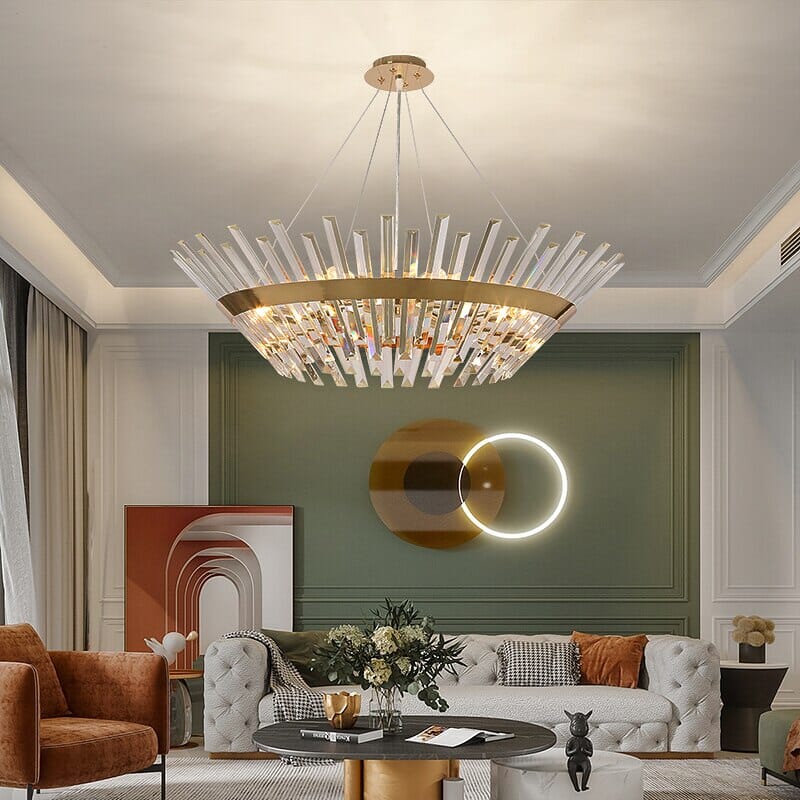 Elara Crystal Ring Chandelier With Champagne Gold Glow Crystals