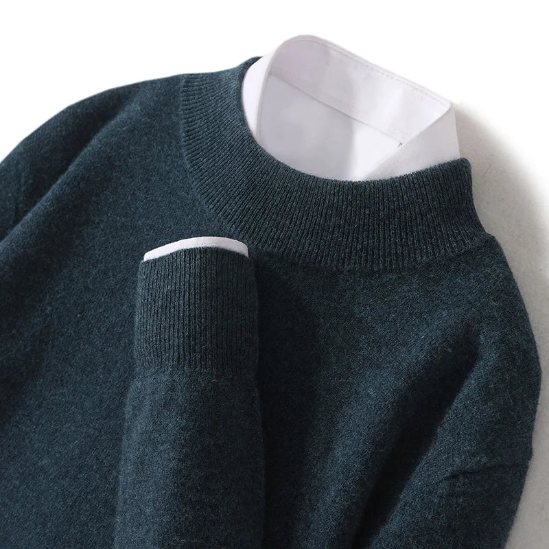 Astra Mens Pure Wool Cashmere Sweater With Half Neck Pullover