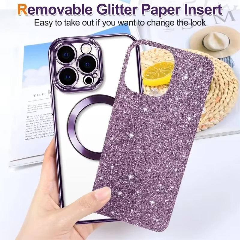 Glittery Electroplate MagSafe Case For iPhone, Protective Accessory