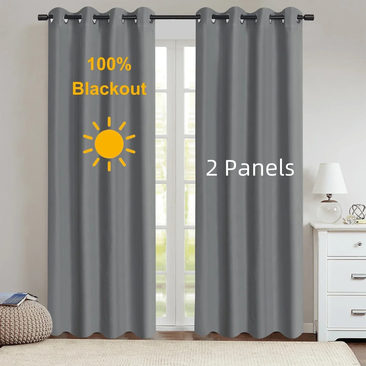 Luxedrape 100% Blackout Curtains With Coated Lining For Bedroom And Living Room