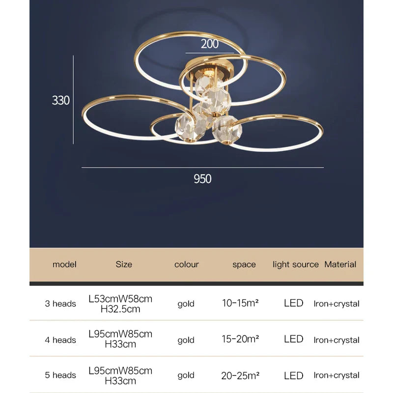 LumaSphere Goldene Kugel-Kronleuchter mit Schmiedeeisen und Acryl