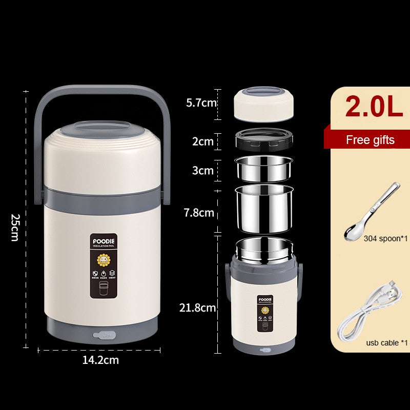 USB Heated Lunch Box | 304 Stainless Steel, Portable Food Warmer