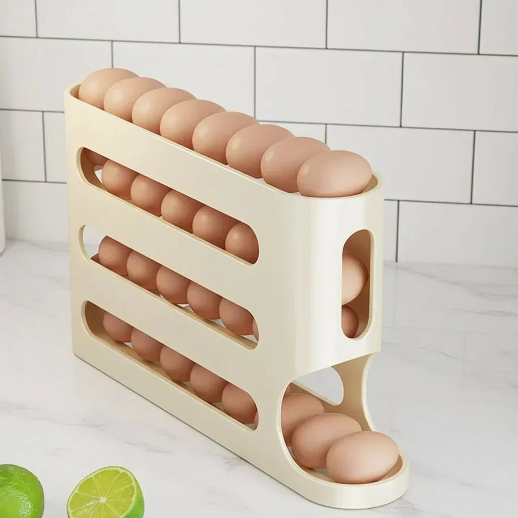 AviaryNest 4-lags automatisk ægdispenser pladsbesparende køleskabsorganisator til hjemmebrug