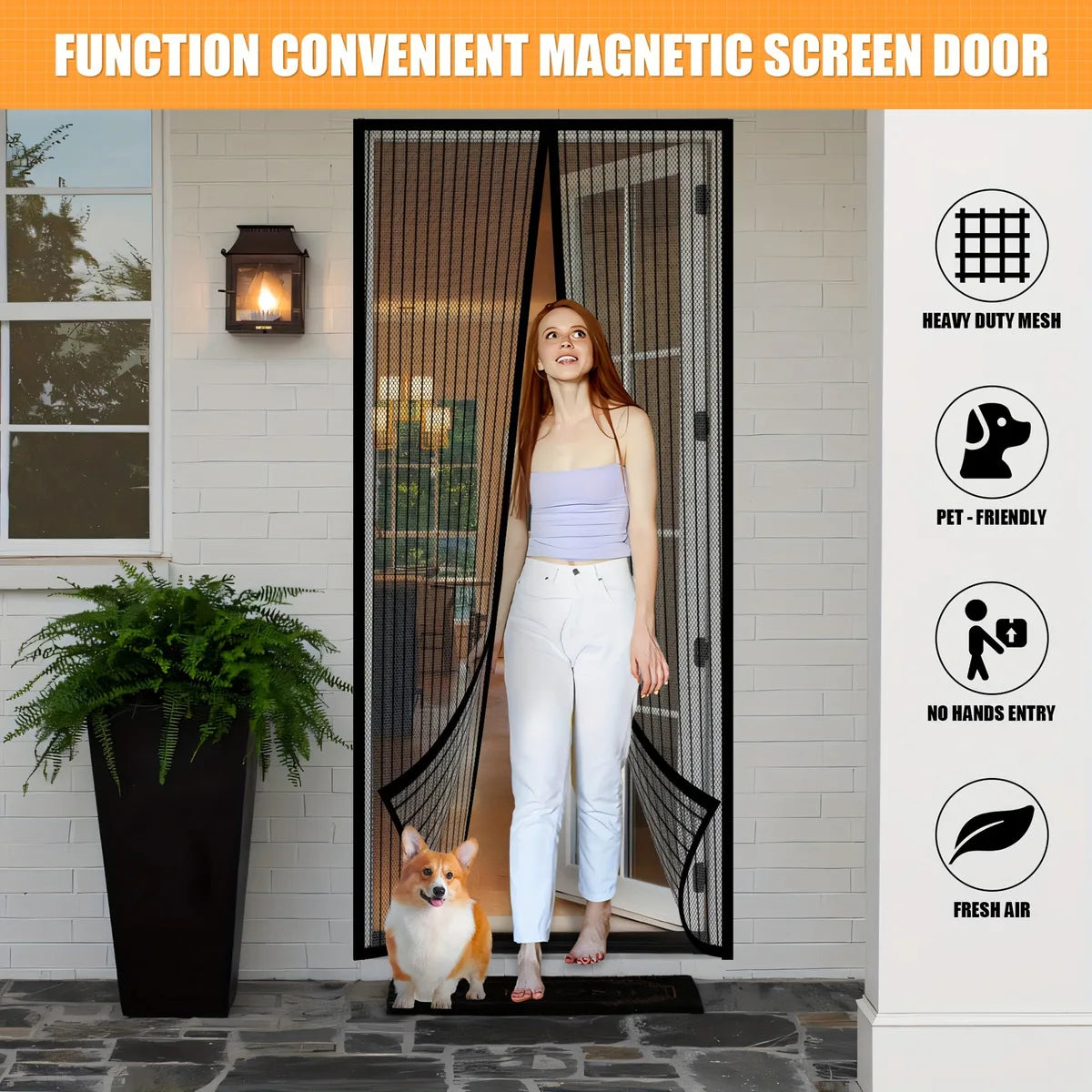 Tenda per porta BreezeAura resistente alle zanzare, senza mani, 100x210 cm, per soggiorno e camera da letto