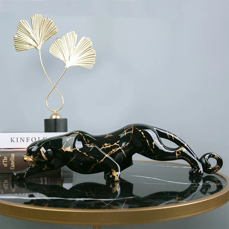 Jaguar stenen sculptuur voor klassieke woondecoratie en kunstverzamelaars