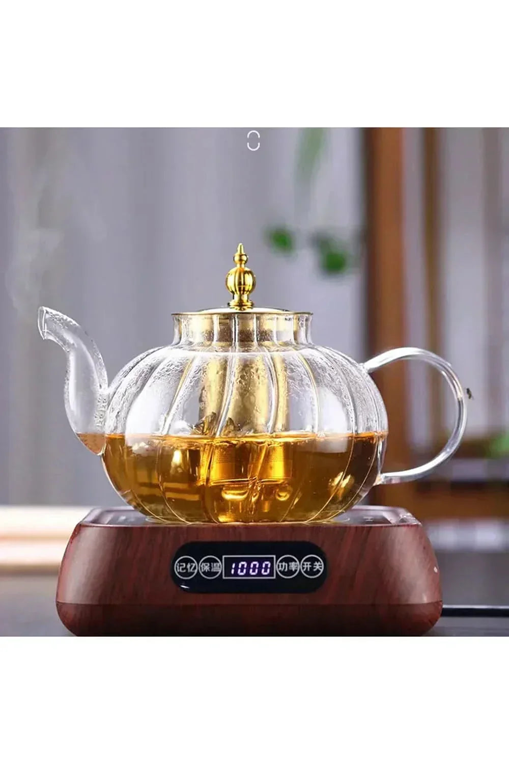 Elegantní průhledná skleněná konvice s infuzérem a víčkem pro přípravu čaje