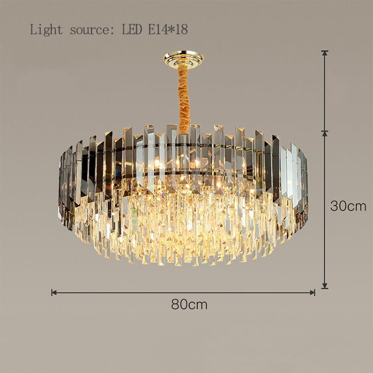Lampadario Premium Aurelia Rotondo in Cristallo Dorato LED