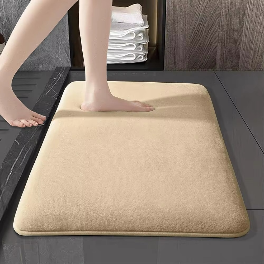 Tapis de bain ultra-absorbant en velours corail avec dos antidérapant pour un confort douillet