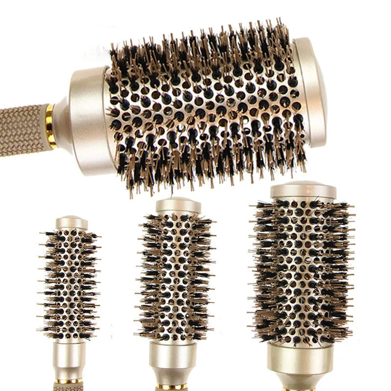Set de cepillos redondos para el cabello con cerdas de jabalí iónicas de cerámica de calidad profesional para salón