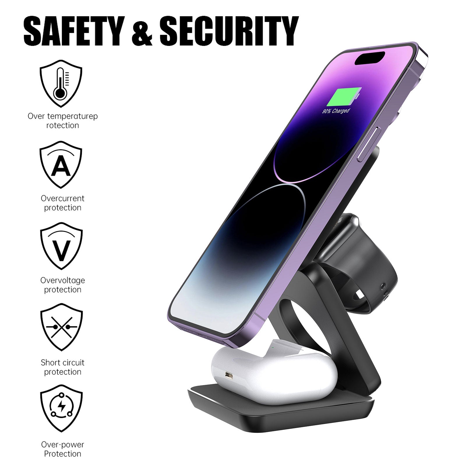 VeloCharge Magnetic Wireless Charger Three-In-One For IPhone AirPods And Apple Watch