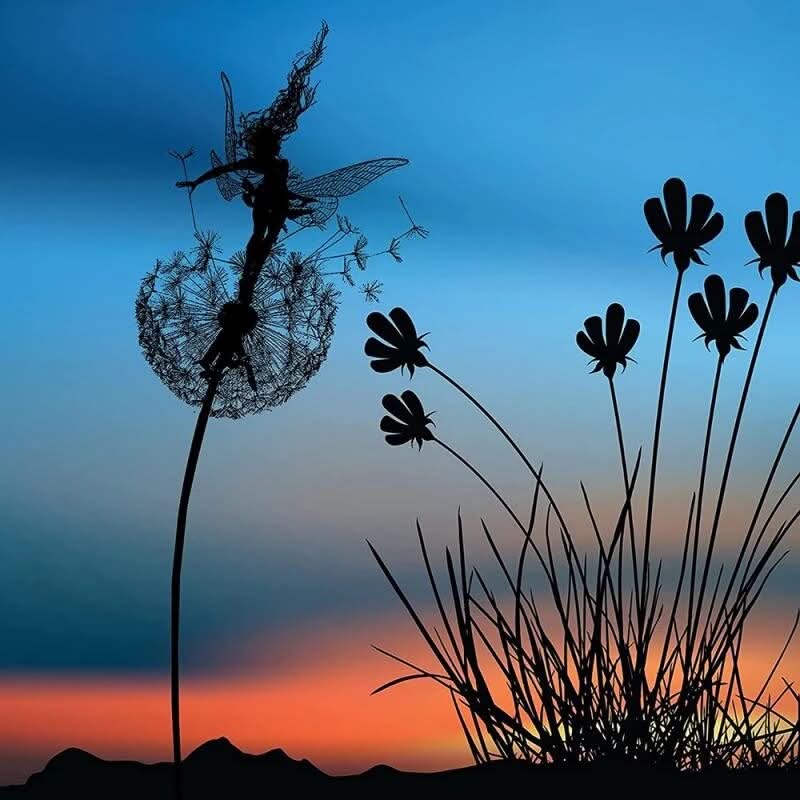 Fairy metalen tuinbeeld voor buiten, gazondecoratie en tuinornament