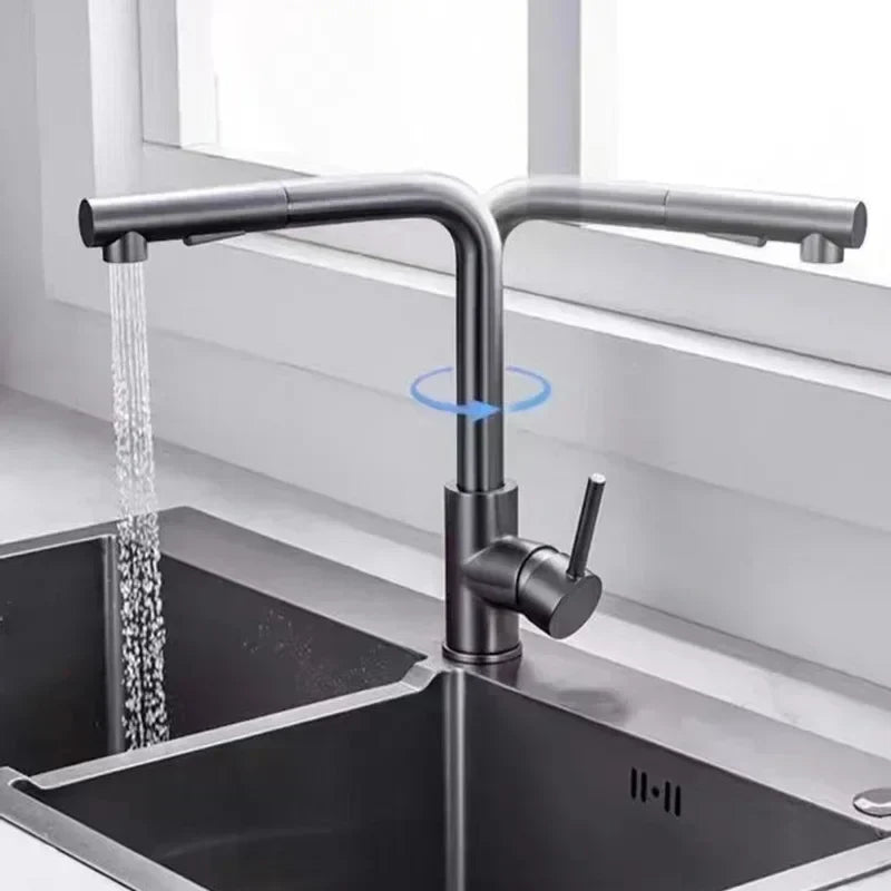 Bateria kuchenna AeroFlow Pro Black z wysuwaną wylewką i dwoma trybami natrysku