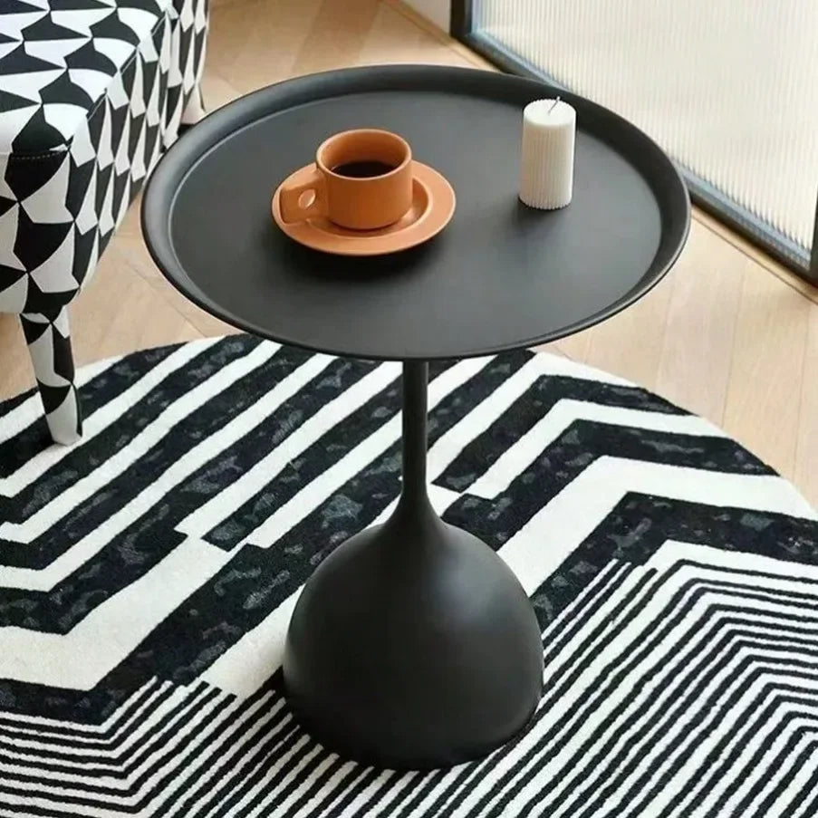 NordicLine Compact Round Metal Accent Side Table for Living Room