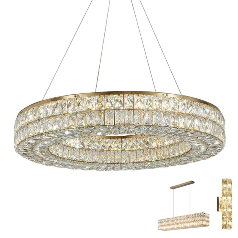 Candeeiro de Cristal LumaRing com Anel Dourado e Mudança de Cor