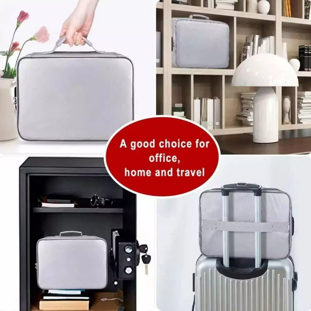 Compact Travel Document Case With Fireproof Protection And Waterproof Exterior