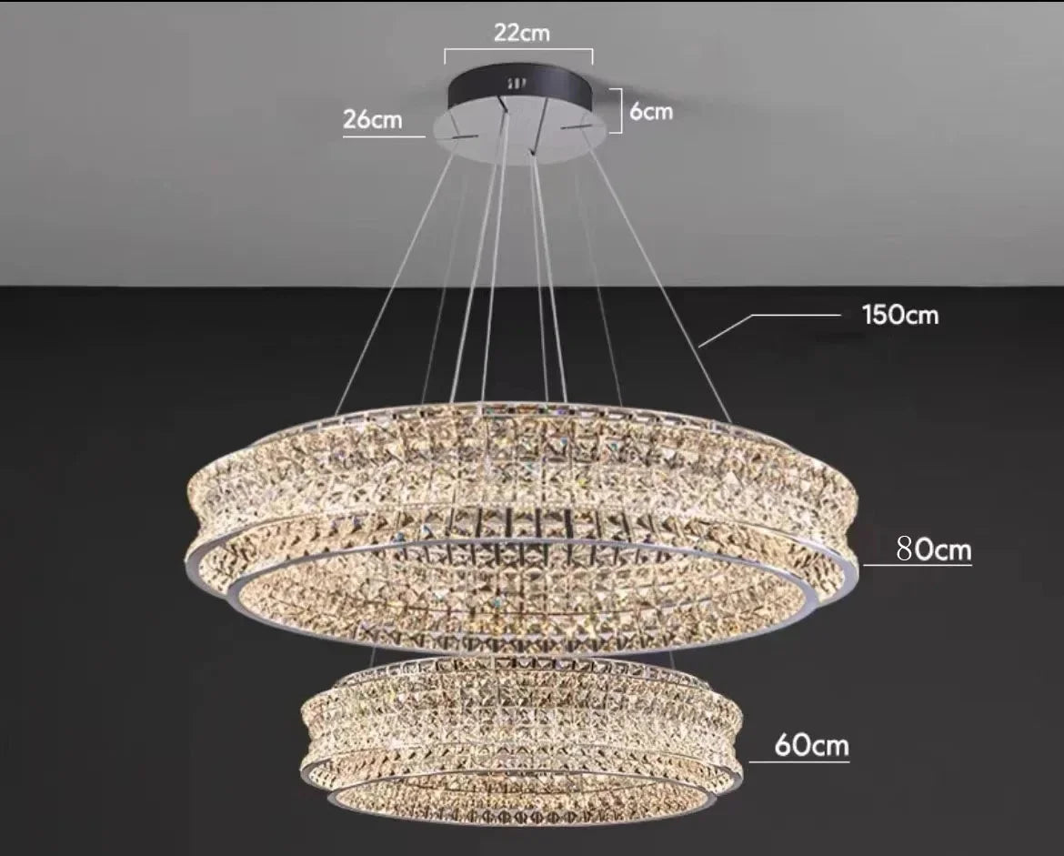 Aurora Luxe Crystal Round Chandeliers In Stainless Steel Finish