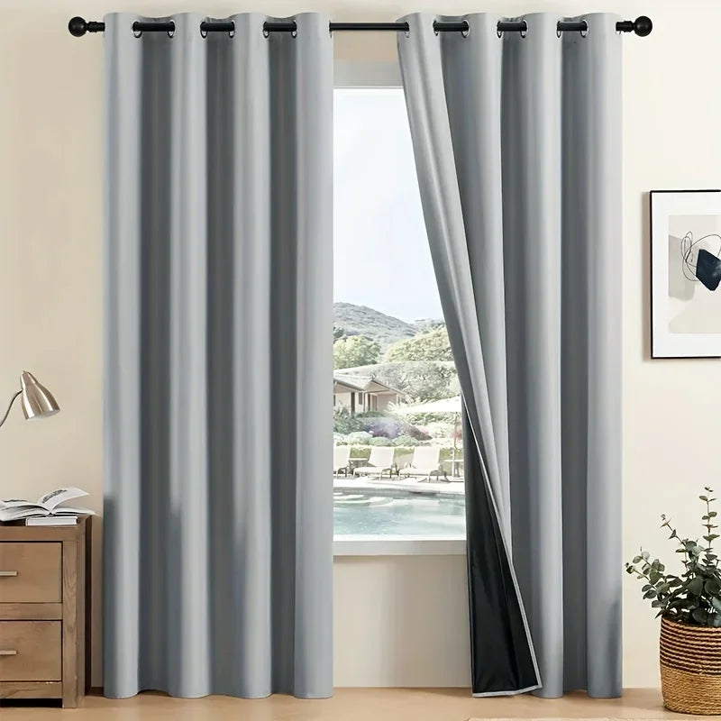 Luxedrape 100% Blackout Curtains With Coated Lining For Bedroom And Living Room