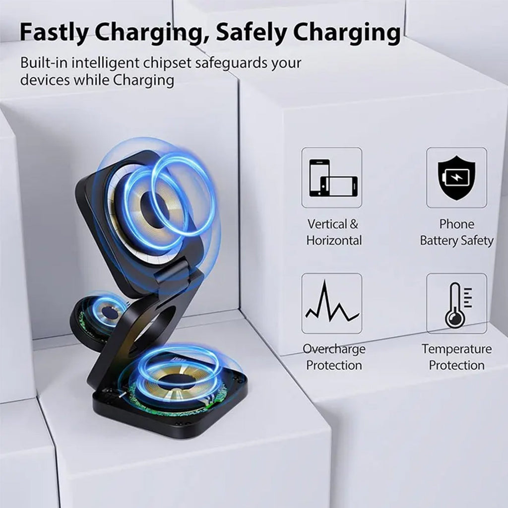 VeloCharge Magnetic Wireless Charger Three-In-One For IPhone AirPods And Apple Watch