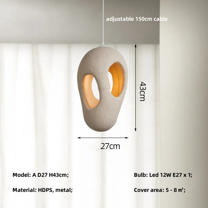 Nori Wabi LED Pendant For Loft With Handcrafted Shells
