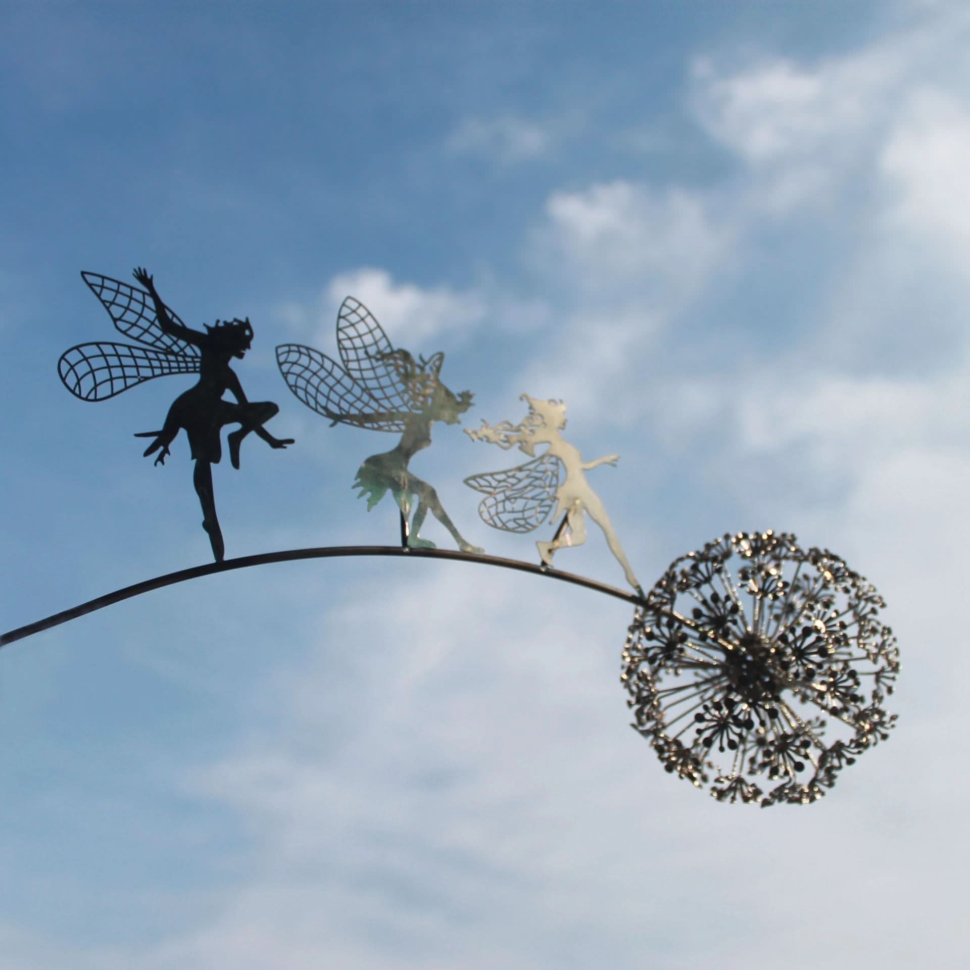 Fairy metalen tuinbeeld voor buiten, gazondecoratie en tuinornament