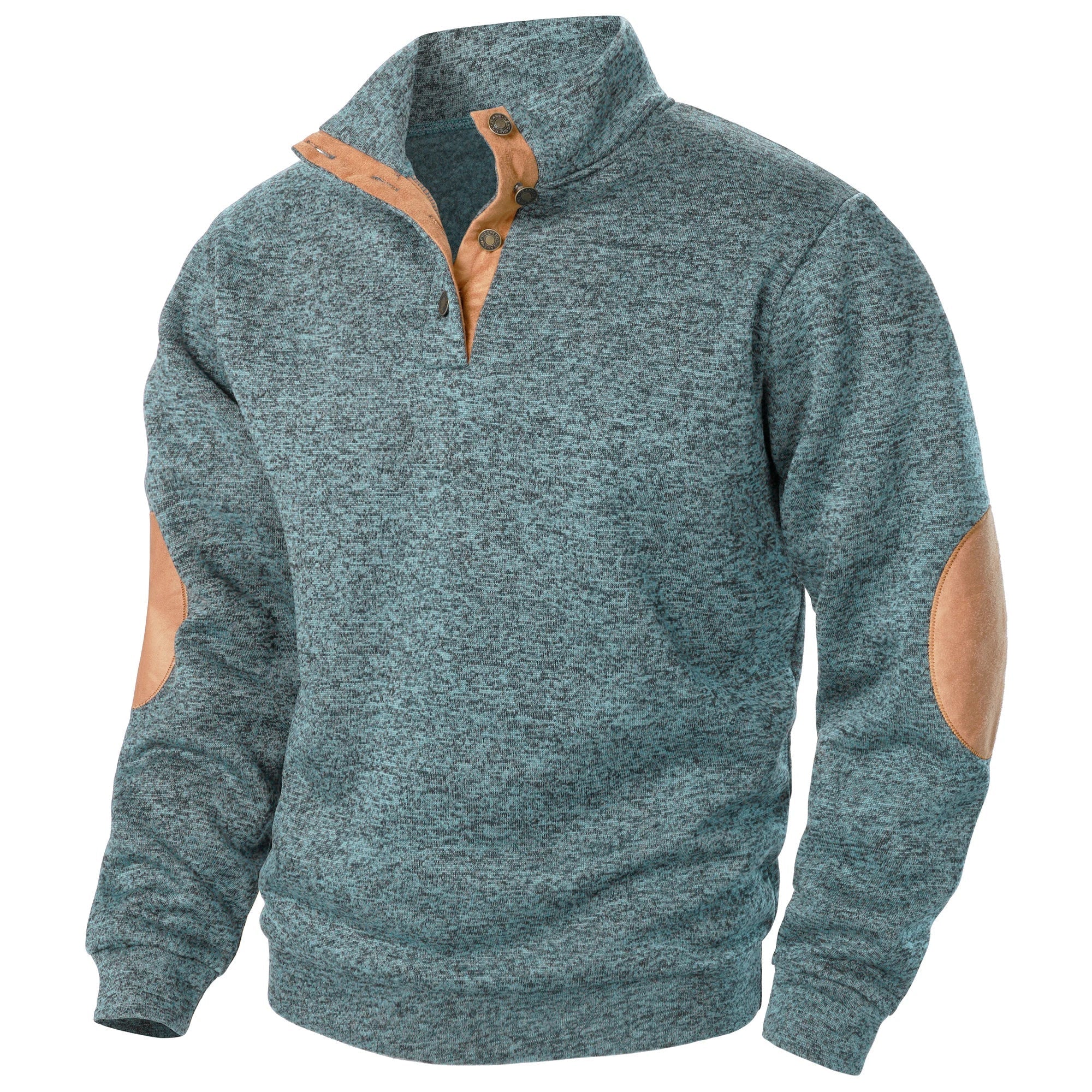 Astra Button-Detail Knit Sweater With Stand Collar Long Sleeves